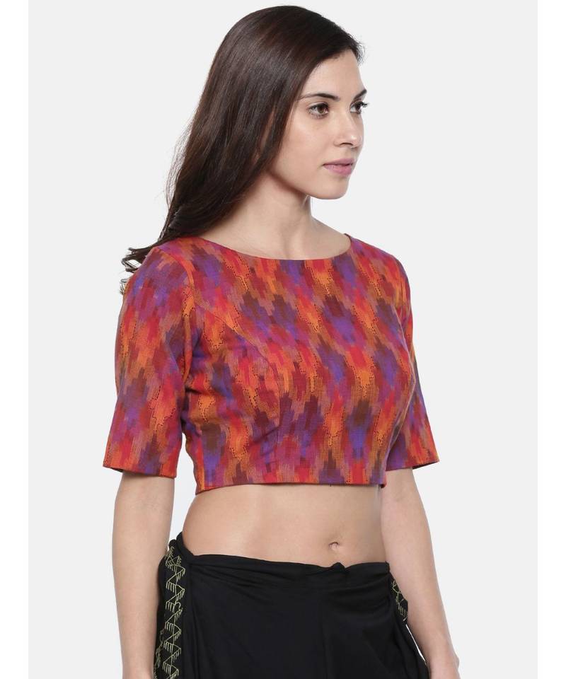 ASMI By Mayank Modi Ikat Weave Embroidered Blouse