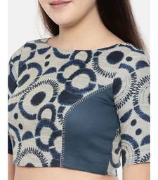 Dark blue chanderi/naina satin embroidered blouse