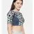 Dark blue chanderi/naina satin embroidered blouse