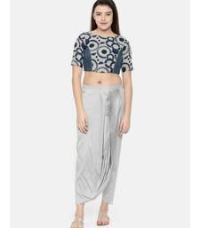 Dark blue chanderi/naina satin embroidered blouse