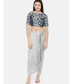 Dark blue chanderi/naina satin embroidered blouse