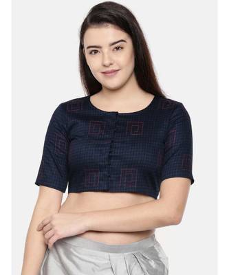 ASMI By Mayank Modi Navy blue naina satin embroidered blouse 1
