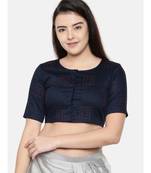 ASMI By Mayank Modi Navy blue naina satin embroidered blouse