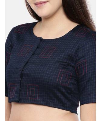ASMI By Mayank Modi Navy blue naina satin embroidered blouse 2