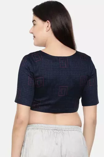 ASMI By Mayank Modi Navy blue naina satin embroidered blouse