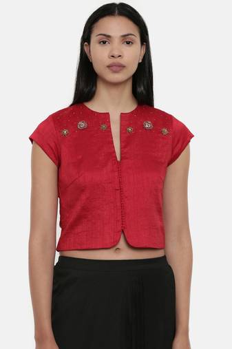 ASMI By Mayank Modi Red,silk slub, long  blouse