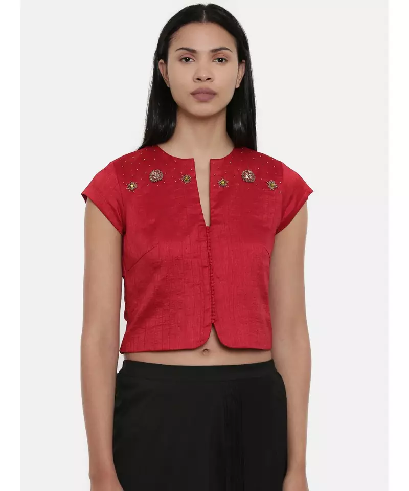 ASMI By Mayank Modi Red,silk slub, long  blouse