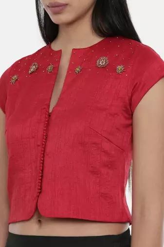 ASMI By Mayank Modi Red,silk slub, long  blouse