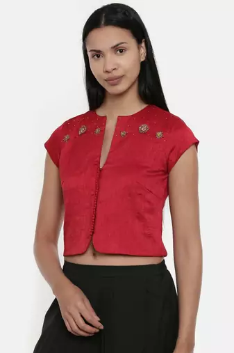 ASMI By Mayank Modi Red,silk slub, long  blouse