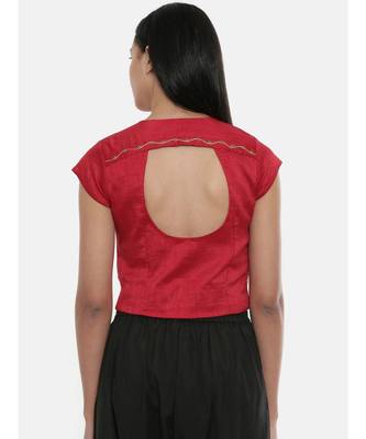 ASMI By Mayank Modi Red,silk slub, long  blouse 4