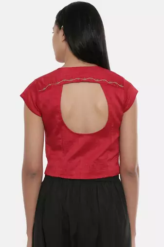 ASMI By Mayank Modi Red,silk slub, long  blouse