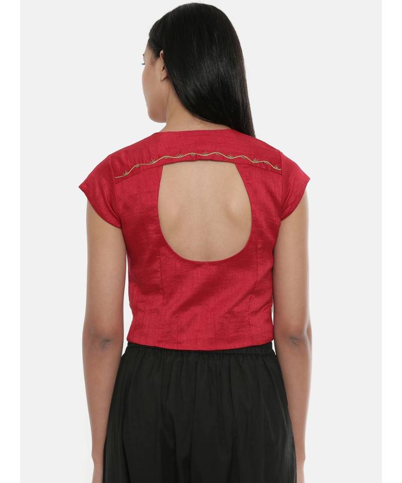 ASMI By Mayank Modi Red,silk slub, long  blouse