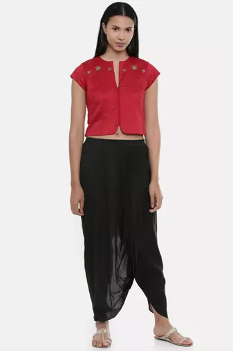 ASMI By Mayank Modi Red,silk slub, long  blouse