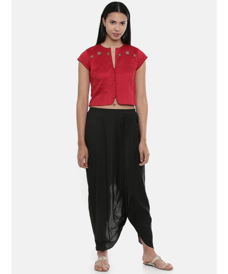 ASMI By Mayank Modi Red,silk slub, long  blouse