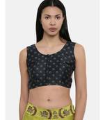 ASMI By Mayank Modi Dark green,Chanderi, sleeveless short blouse