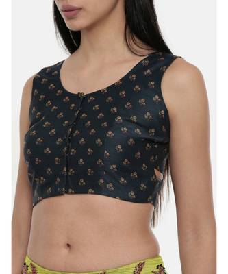ASMI By Mayank Modi Dark green,Chanderi, sleeveless short blouse 2
