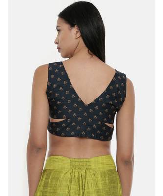 ASMI By Mayank Modi Dark green,Chanderi, sleeveless short blouse 4