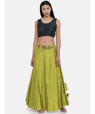 ASMI By Mayank Modi Dark green,Chanderi, sleeveless short blouse 5