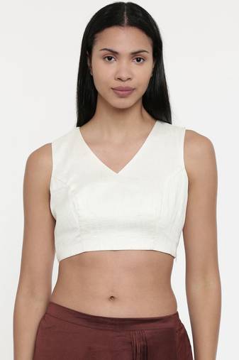 ASMI By Mayank Modi Ivory,Silk slub,Razer back blouse