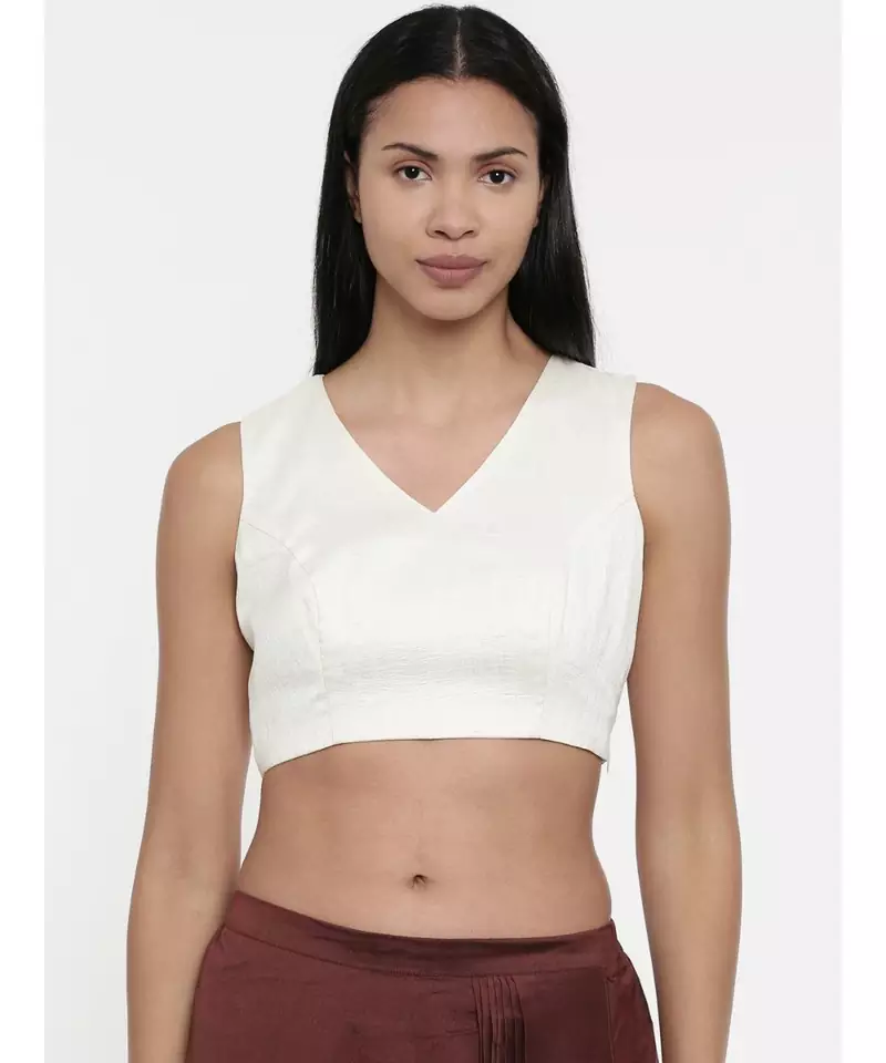 ASMI By Mayank Modi Ivory,Silk slub,Razer back blouse