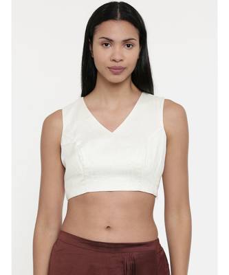 ASMI By Mayank Modi Ivory,Silk slub,Razer back blouse 1