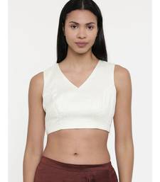ASMI By Mayank Modi Ivory,Silk slub,Razer back blouse