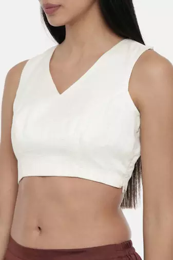 ASMI By Mayank Modi Ivory,Silk slub,Razer back blouse