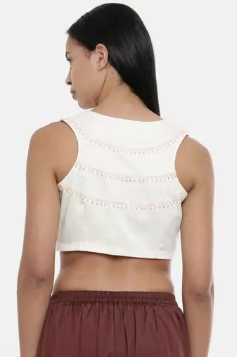 ASMI By Mayank Modi Ivory,Silk slub,Razer back blouse