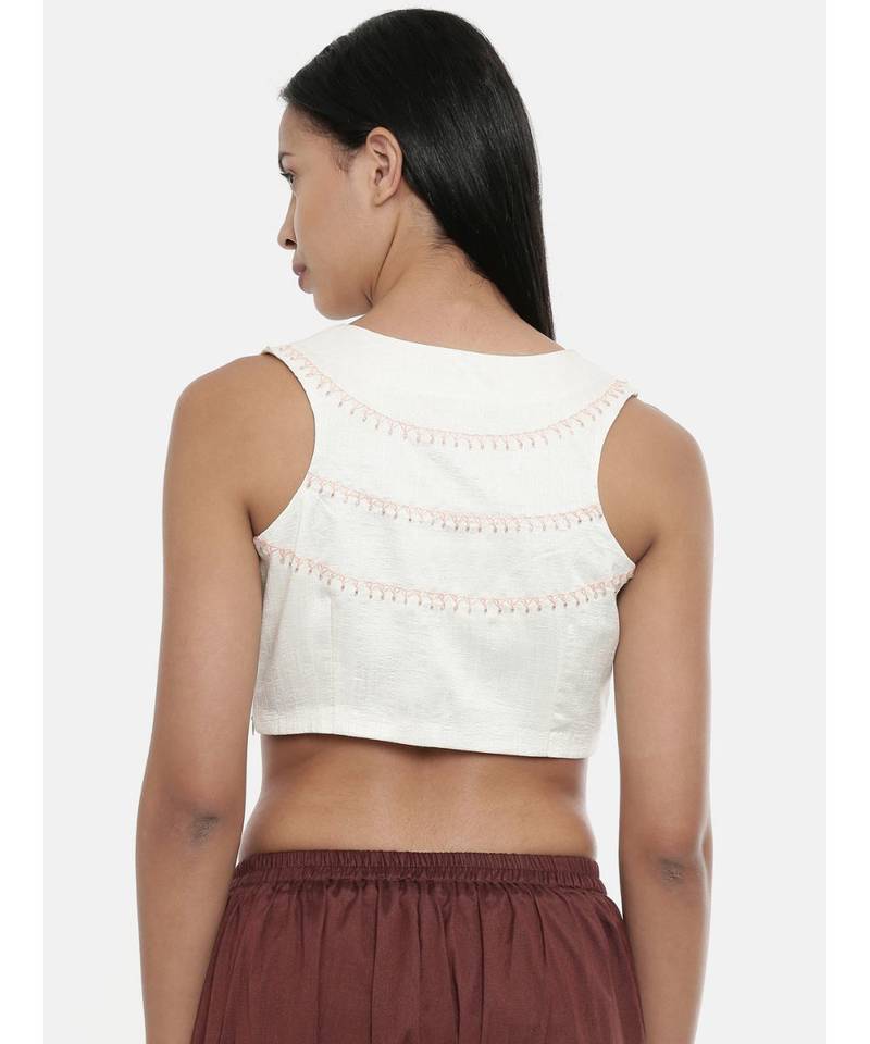 ASMI By Mayank Modi Ivory,Silk slub,Razer back blouse