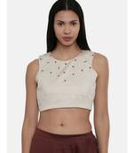 ASMI By Mayank Modi Silver Beige,Silk slub sleevless short blouse