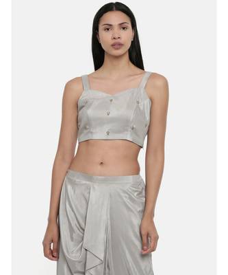 ASMI By Mayank Modi Silver Grey, Silk ,spaghetti blouse 1
