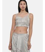 ASMI By Mayank Modi Silver Grey, Silk ,spaghetti blouse