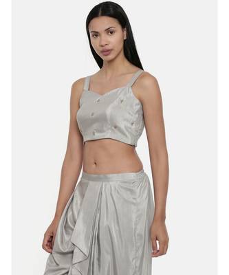 ASMI By Mayank Modi Silver Grey, Silk ,spaghetti blouse 3