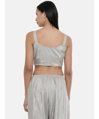 ASMI By Mayank Modi Silver Grey, Silk ,spaghetti blouse 4