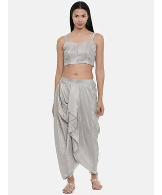 ASMI By Mayank Modi Silver Grey, Silk ,spaghetti blouse 5
