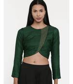 ASMI By Mayank Modi Bottle Green,Silk Slub, long blouse