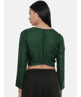 ASMI By Mayank Modi Bottle Green,Silk Slub, long blouse 4