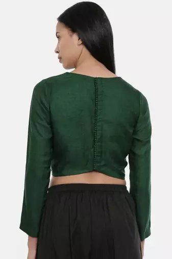ASMI By Mayank Modi Bottle Green,Silk Slub, long blouse