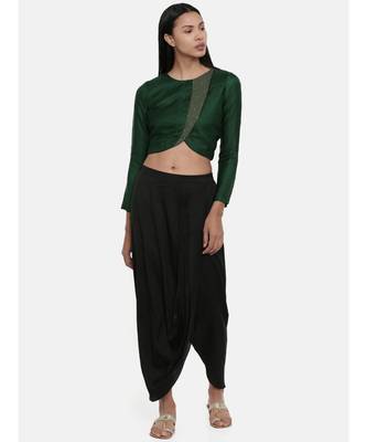 ASMI By Mayank Modi Bottle Green,Silk Slub, long blouse 5