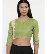 ASMI By Mayank Modi  Leaf Green/Beige,Jaquard/Cotton silk Blouse