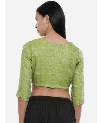 ASMI By Mayank Modi  Leaf Green/Beige,Jaquard/Cotton silk Blouse 4