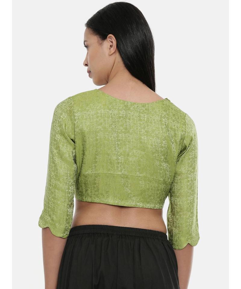 ASMI By Mayank Modi  Leaf Green/Beige,Jaquard/Cotton silk Blouse