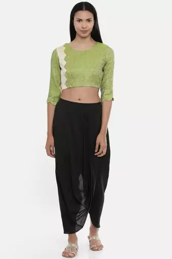 ASMI By Mayank Modi  Leaf Green/Beige,Jaquard/Cotton silk Blouse