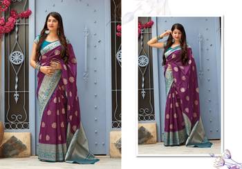 Purple woven banarasi saree with blouse 2