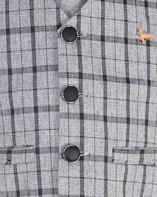 Black printed cotton silk boys-suit 5