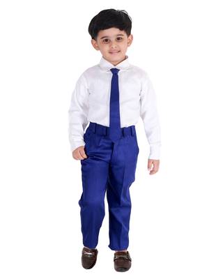 Blue printed cotton silk boys-suit 3