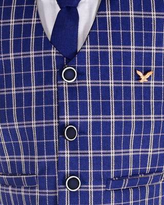Blue printed cotton silk boys-suit 5