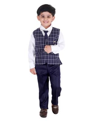 Purple printed cotton silk boys-suit 1