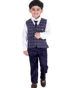 Purple printed cotton silk boys-suit