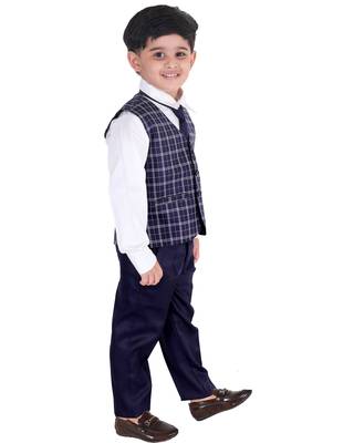 Purple printed cotton silk boys-suit 2